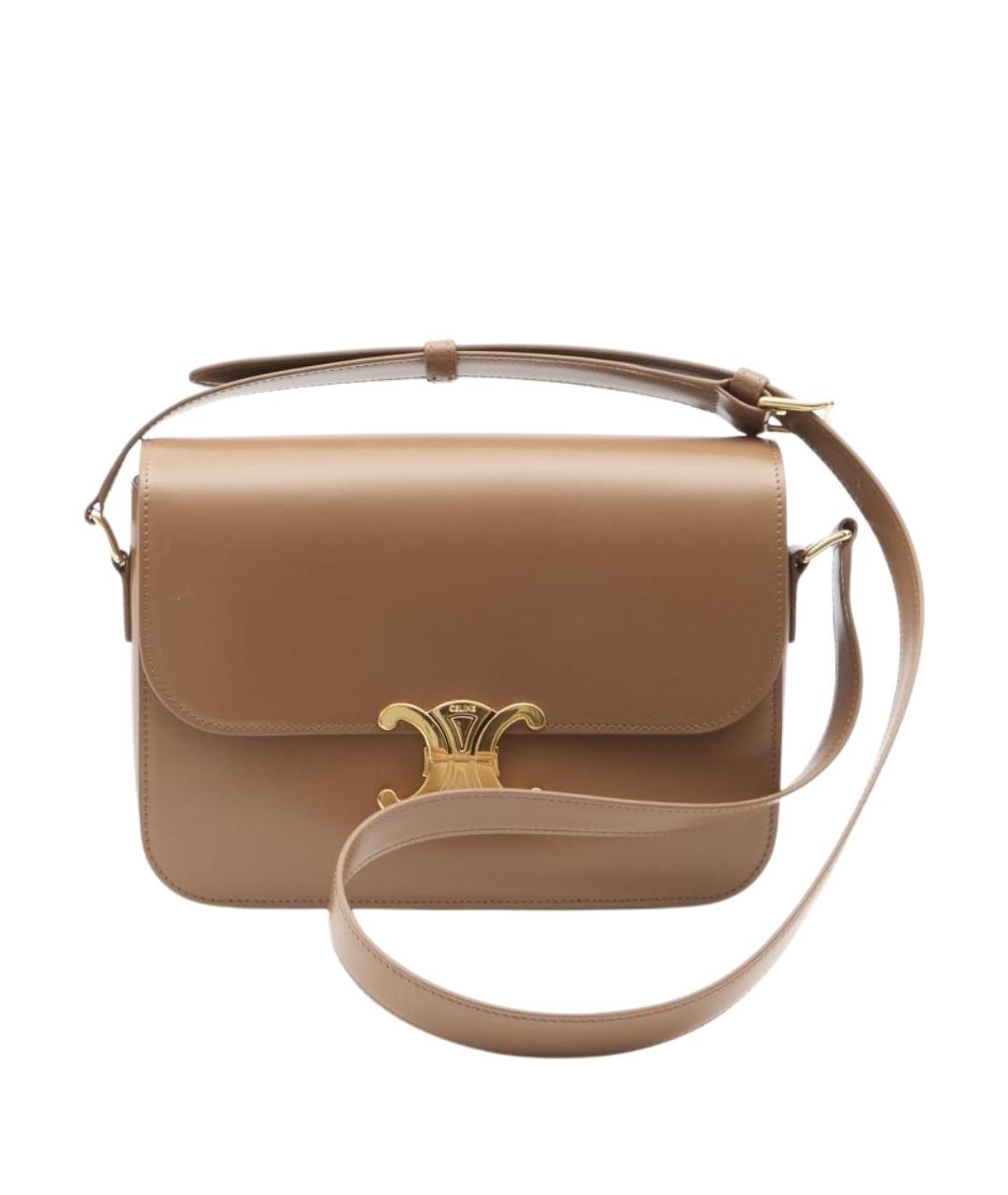CELINE Бежевая кожаная сумка через плечо, фото 1