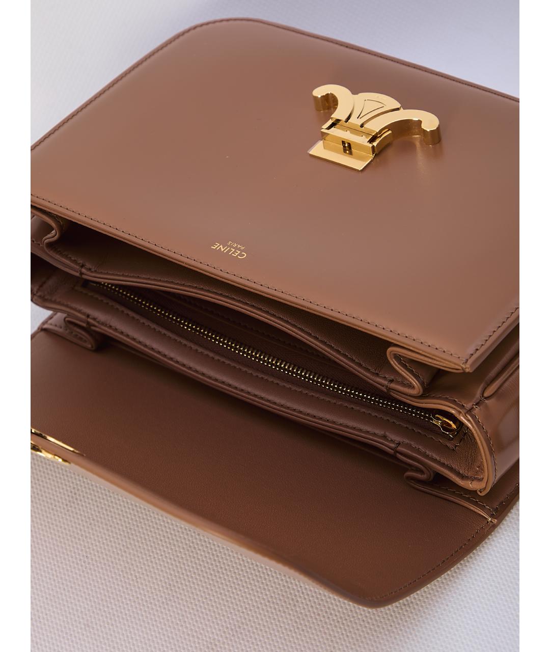 CELINE Бежевая кожаная сумка через плечо, фото 4