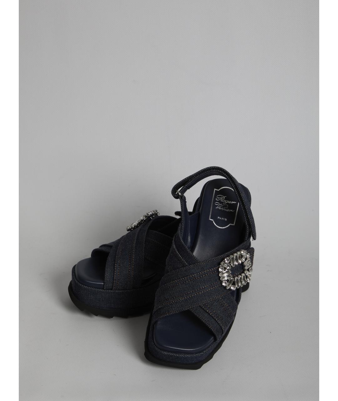 ROGER VIVIER Черные текстильные босоножки, фото 5