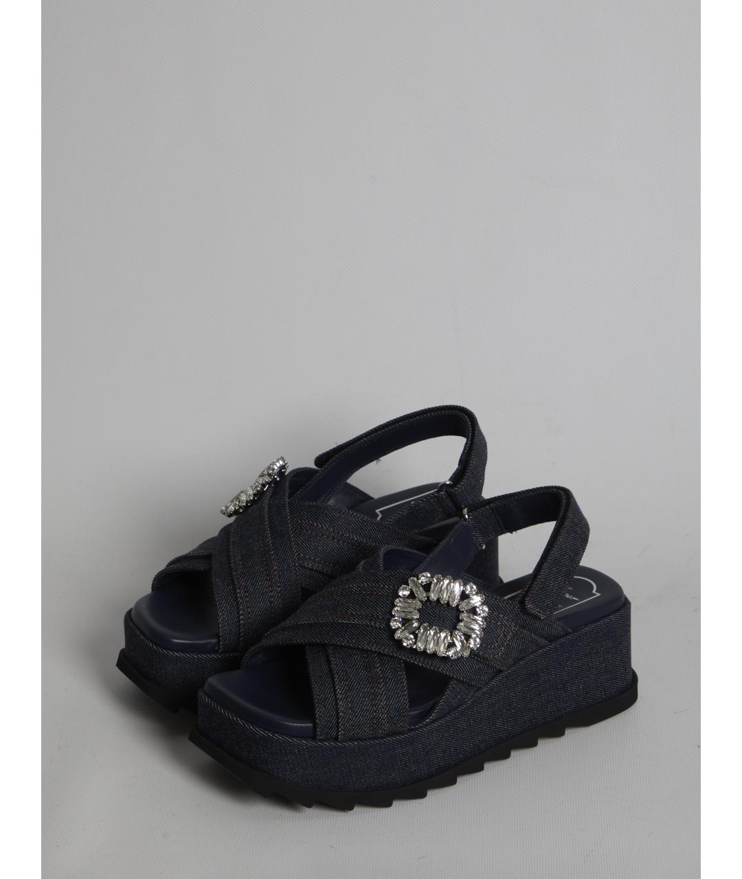 ROGER VIVIER Черные текстильные босоножки, фото 2