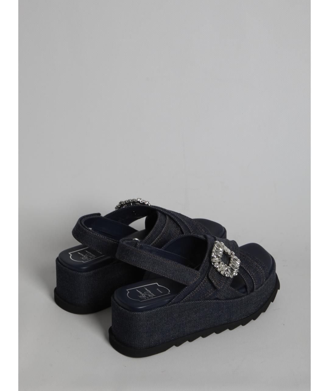 ROGER VIVIER Черные текстильные босоножки, фото 3