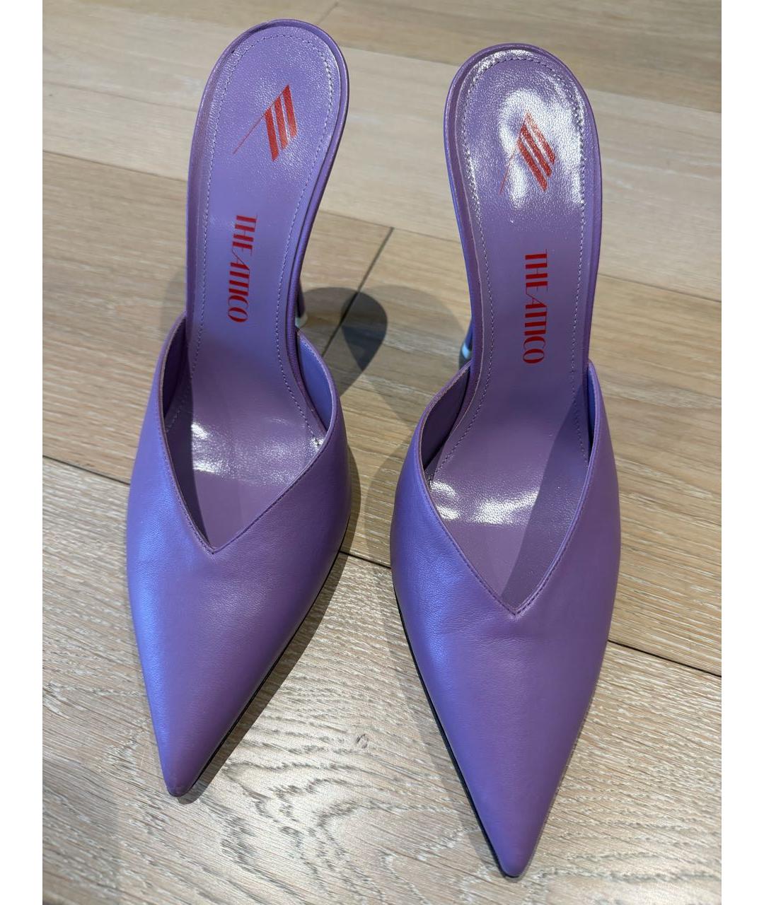THE ATTICO Фиолетовые кожаные мюли, фото 2