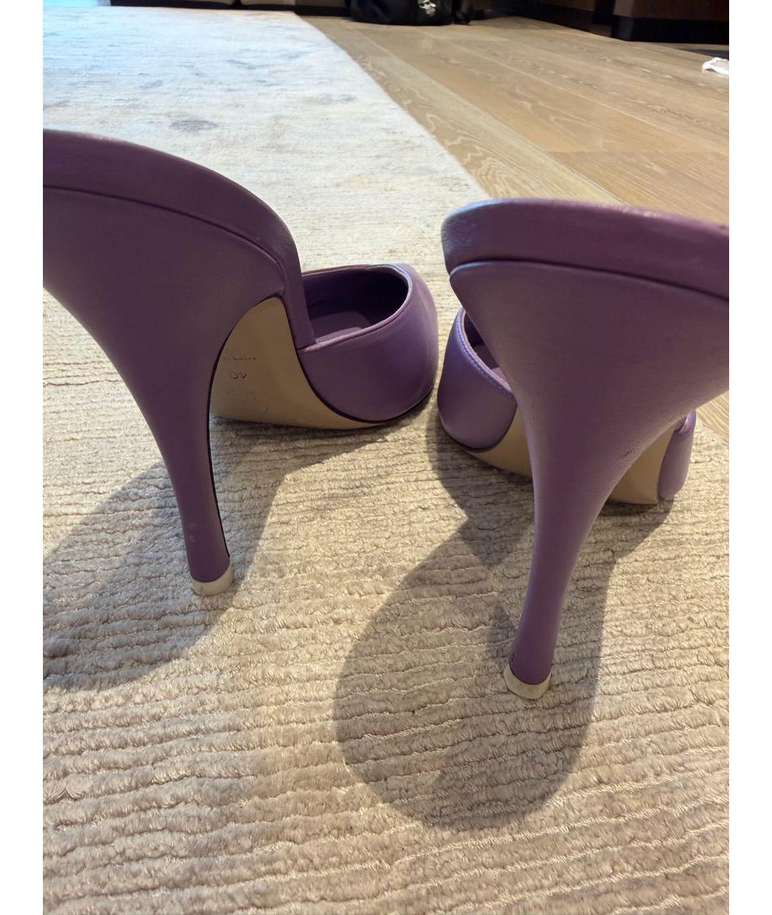 THE ATTICO Фиолетовые кожаные мюли, фото 4