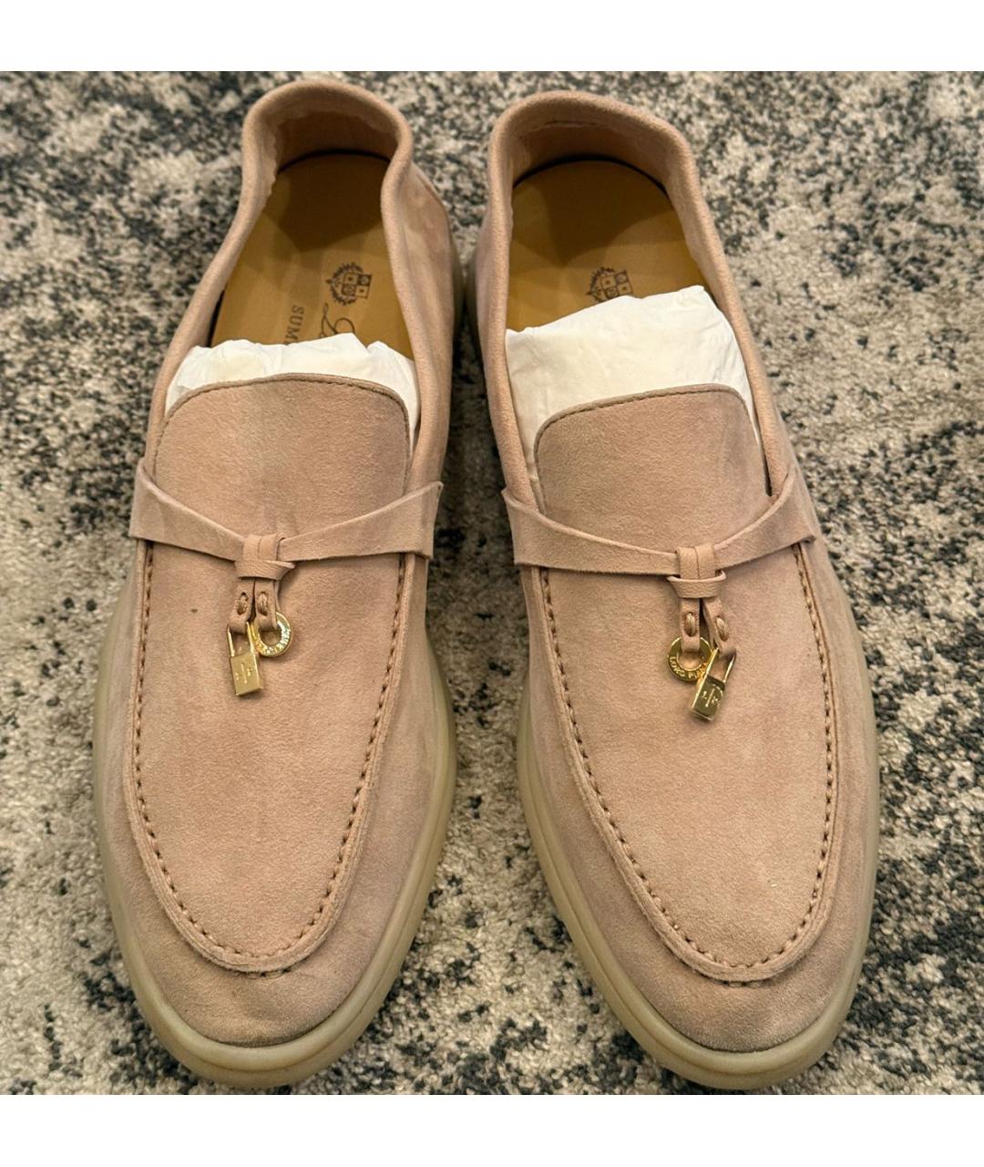 LORO PIANA Бежевые замшевые лоферы, фото 2