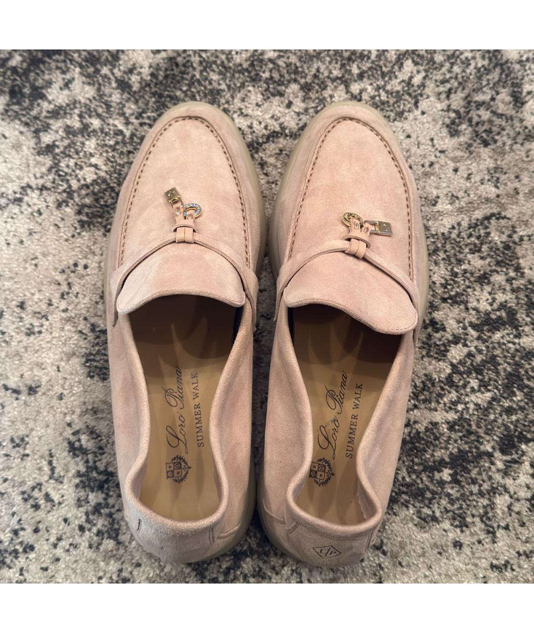 LORO PIANA Бежевые замшевые лоферы, фото 3