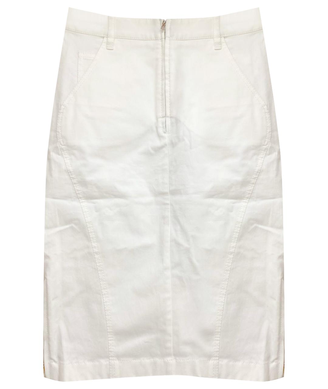 DOLCE&GABBANA Белая хлопко-эластановая юбка миди, фото 1