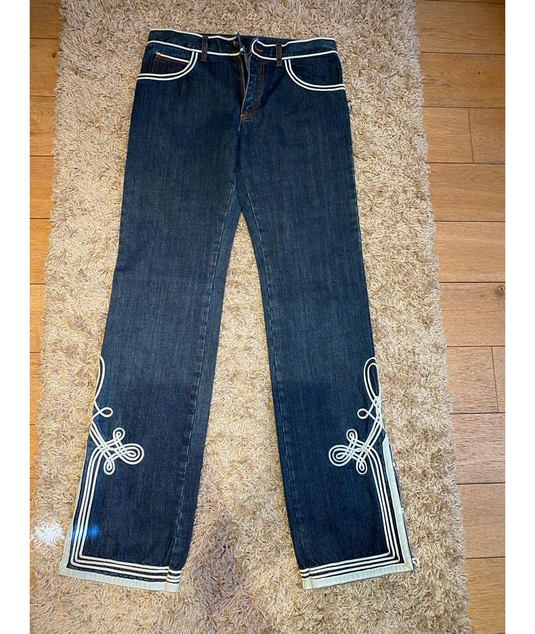 JEAN PAUL GAULTIER Синие хлопковые прямые джинсы, фото 9
