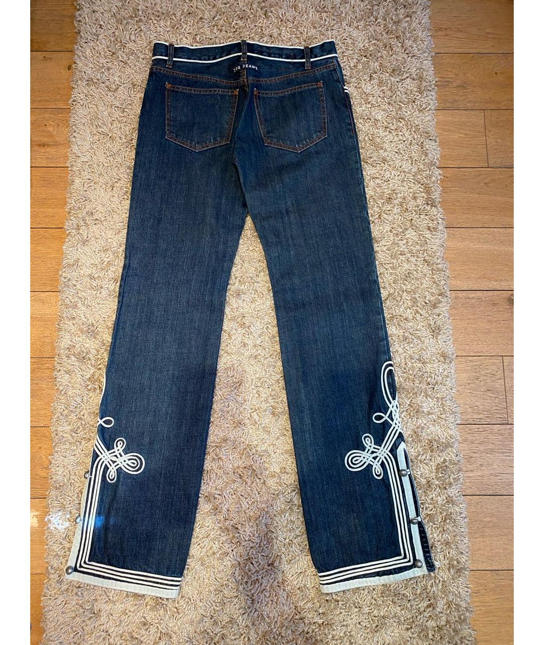 JEAN PAUL GAULTIER Синие хлопковые прямые джинсы, фото 2