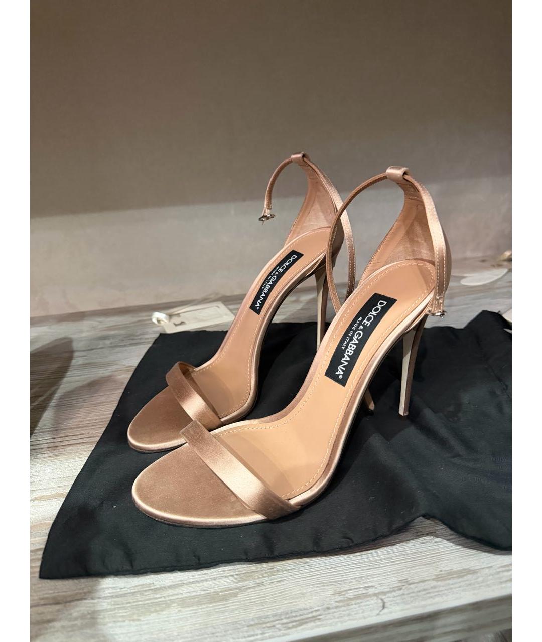 DOLCE&GABBANA Бежевые текстильные босоножки, фото 8