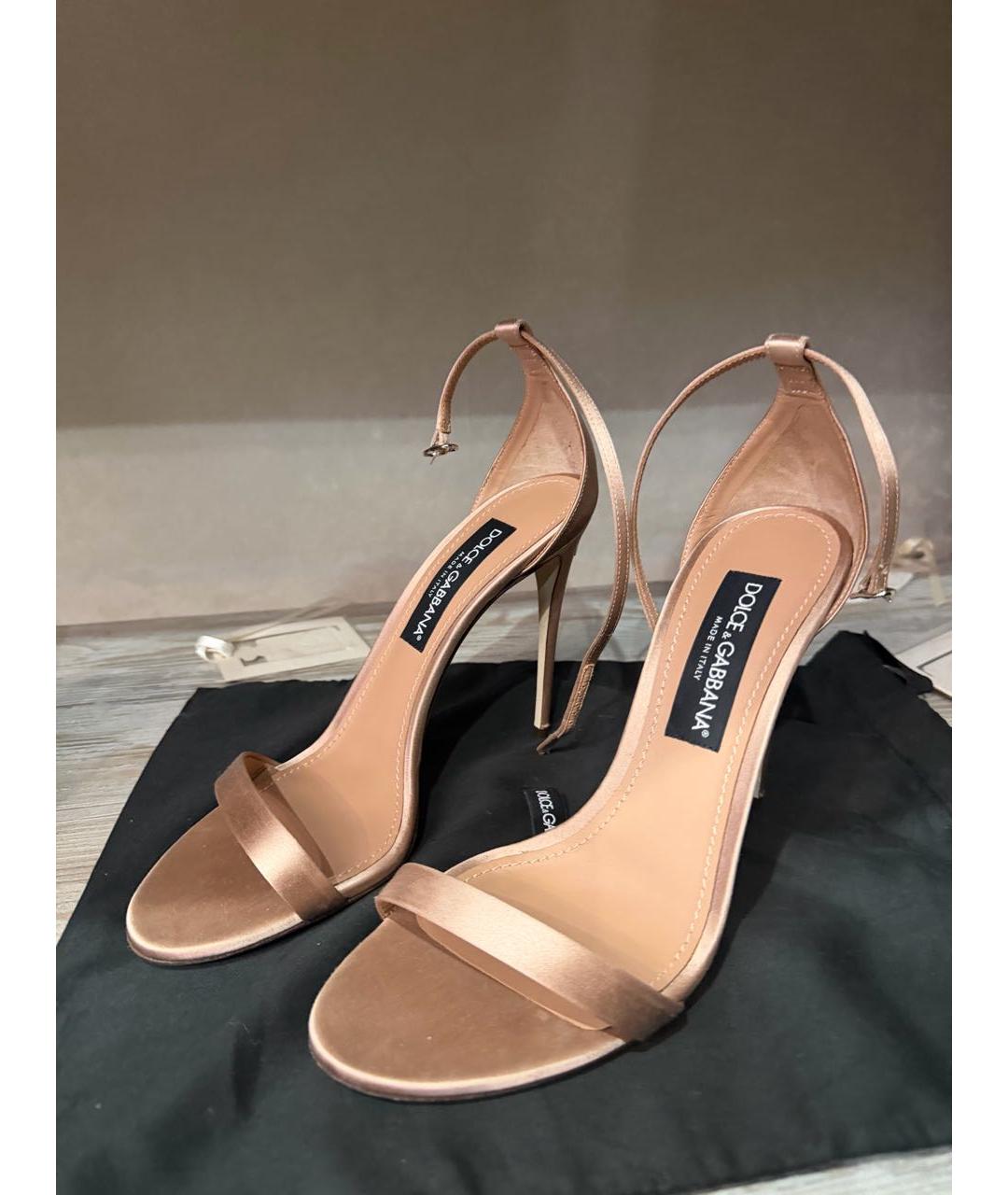 DOLCE&GABBANA Бежевые текстильные босоножки, фото 2