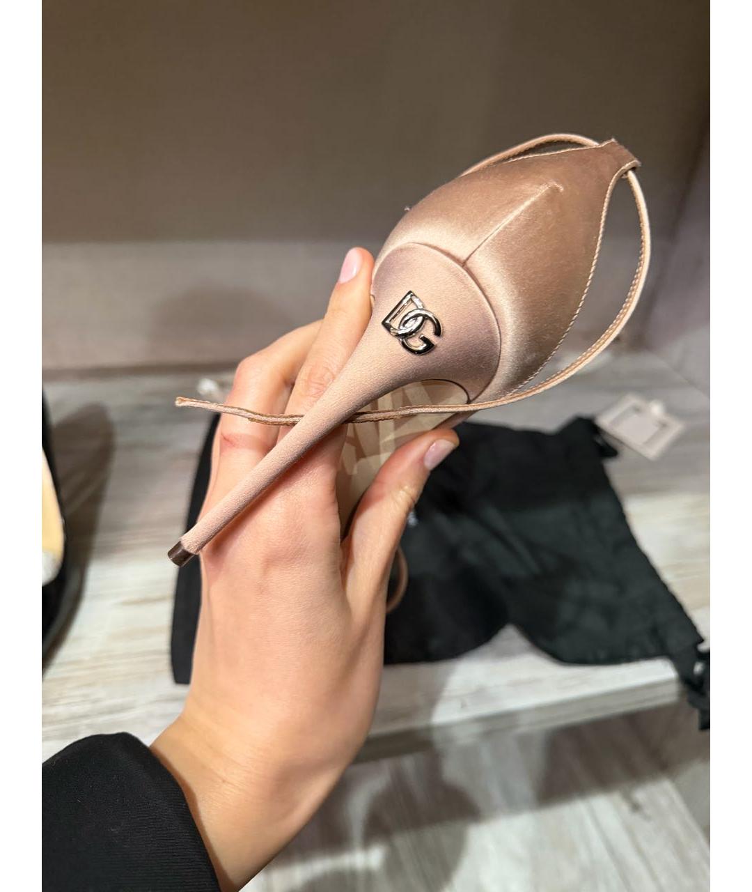 DOLCE&GABBANA Бежевые текстильные босоножки, фото 5