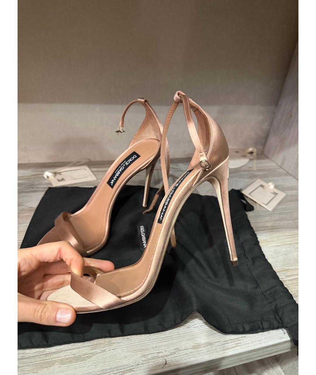 DOLCE&GABBANA Бежевые текстильные босоножки, фото 7