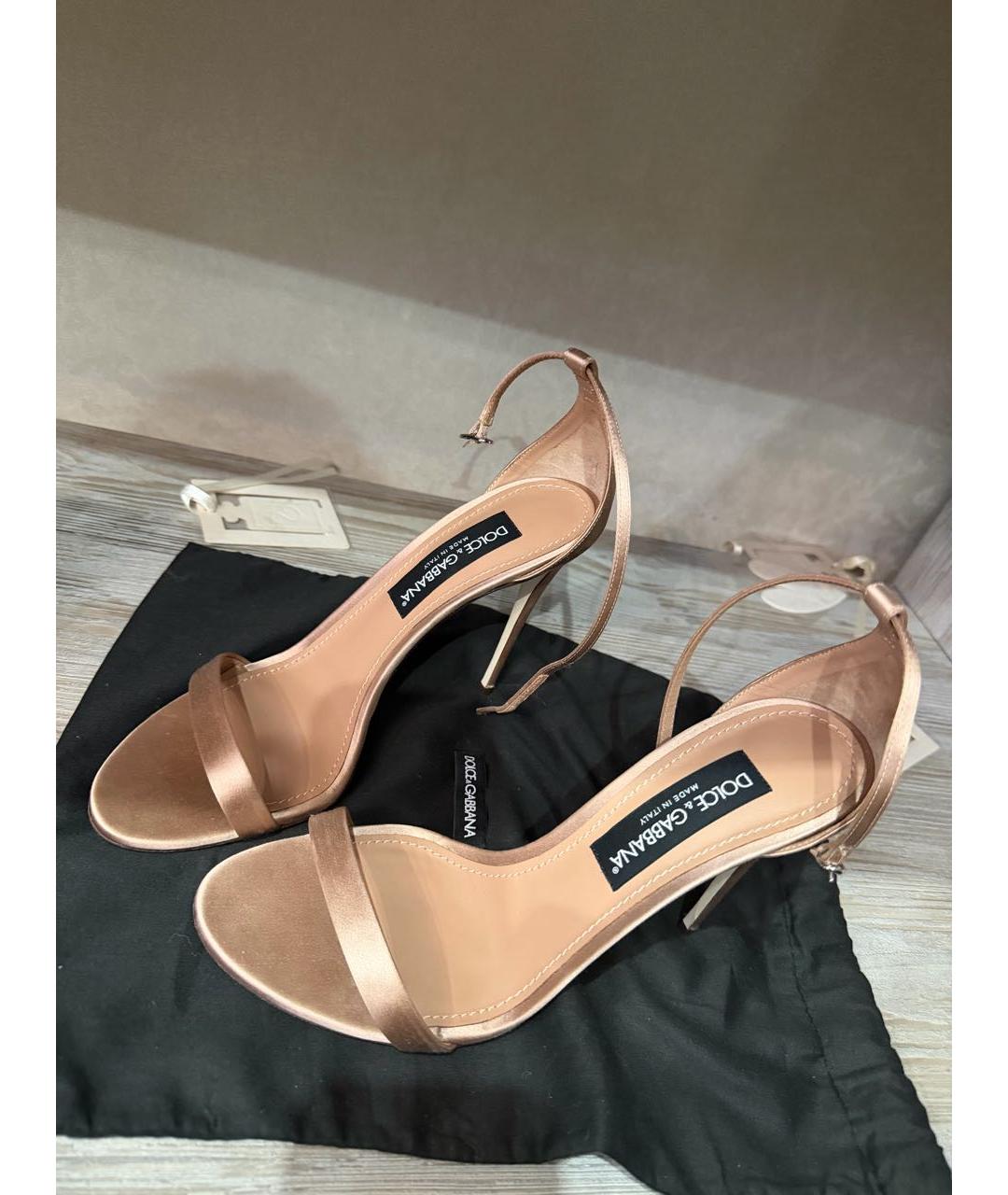 DOLCE&GABBANA Бежевые текстильные босоножки, фото 3