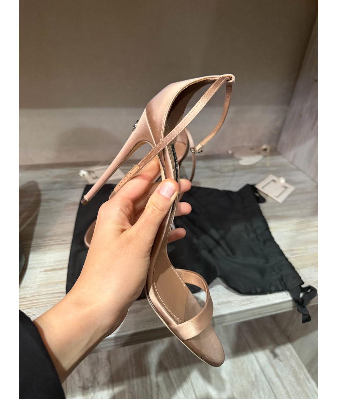 DOLCE&GABBANA Бежевые текстильные босоножки, фото 6