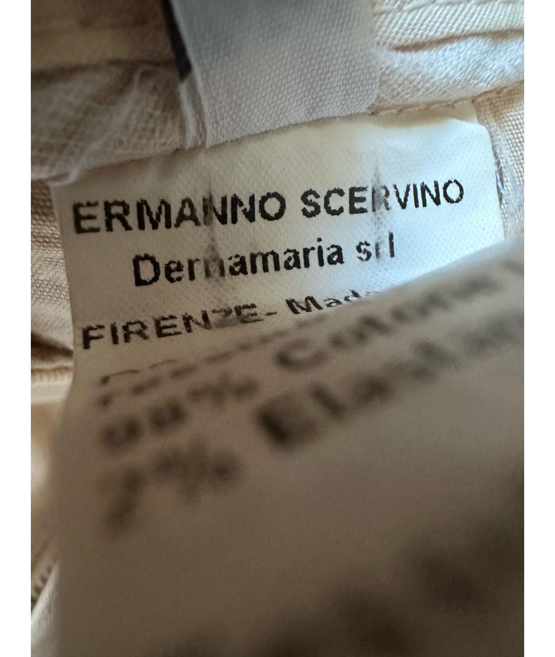 ERMANNO SCERVINO Бежевые хлопковые брюки узкие, фото 5