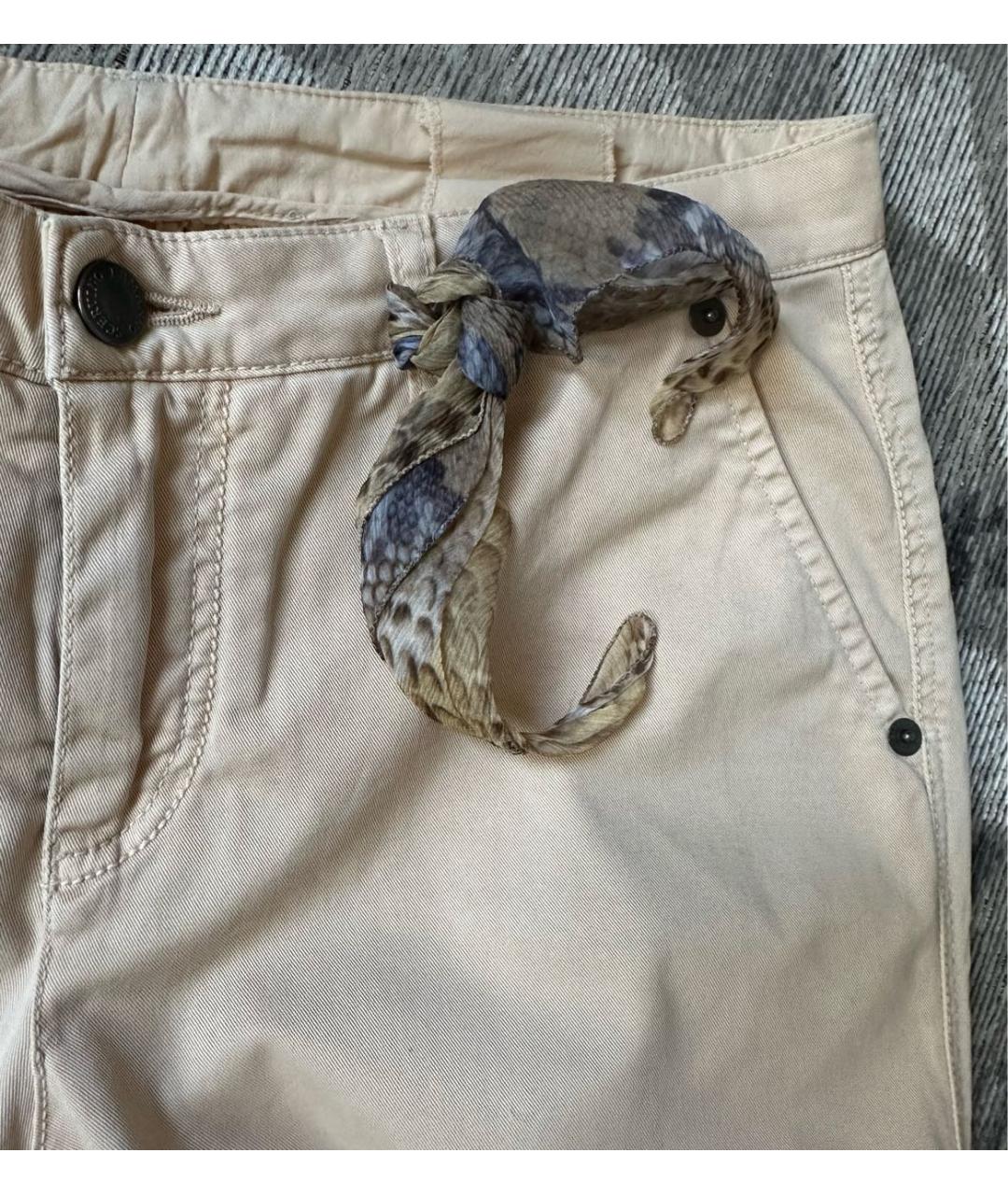 ERMANNO SCERVINO Бежевые хлопковые брюки узкие, фото 7