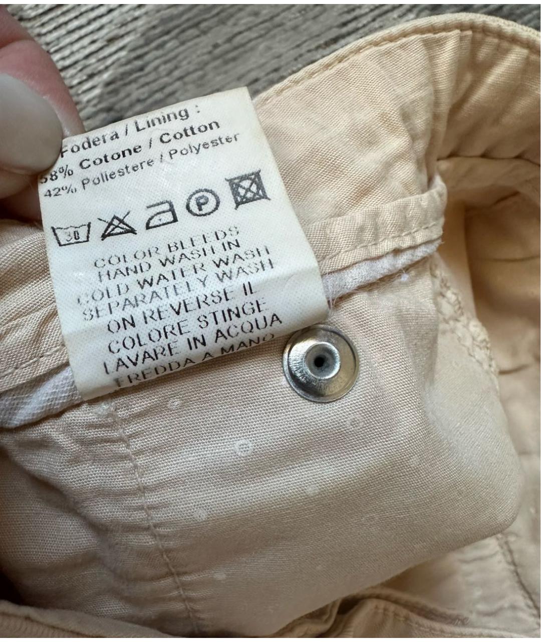 ERMANNO SCERVINO Бежевые хлопковые брюки узкие, фото 6