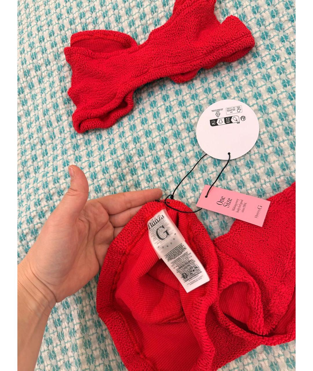 HUNZA G Красный полиамидовый купальник, фото 5