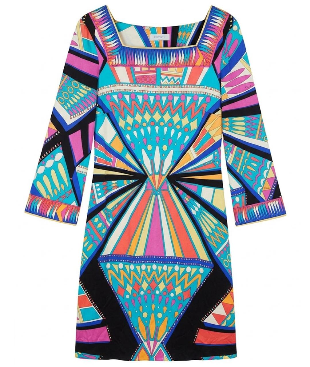 EMILIO PUCCI Мульти шелковое платье, фото 1