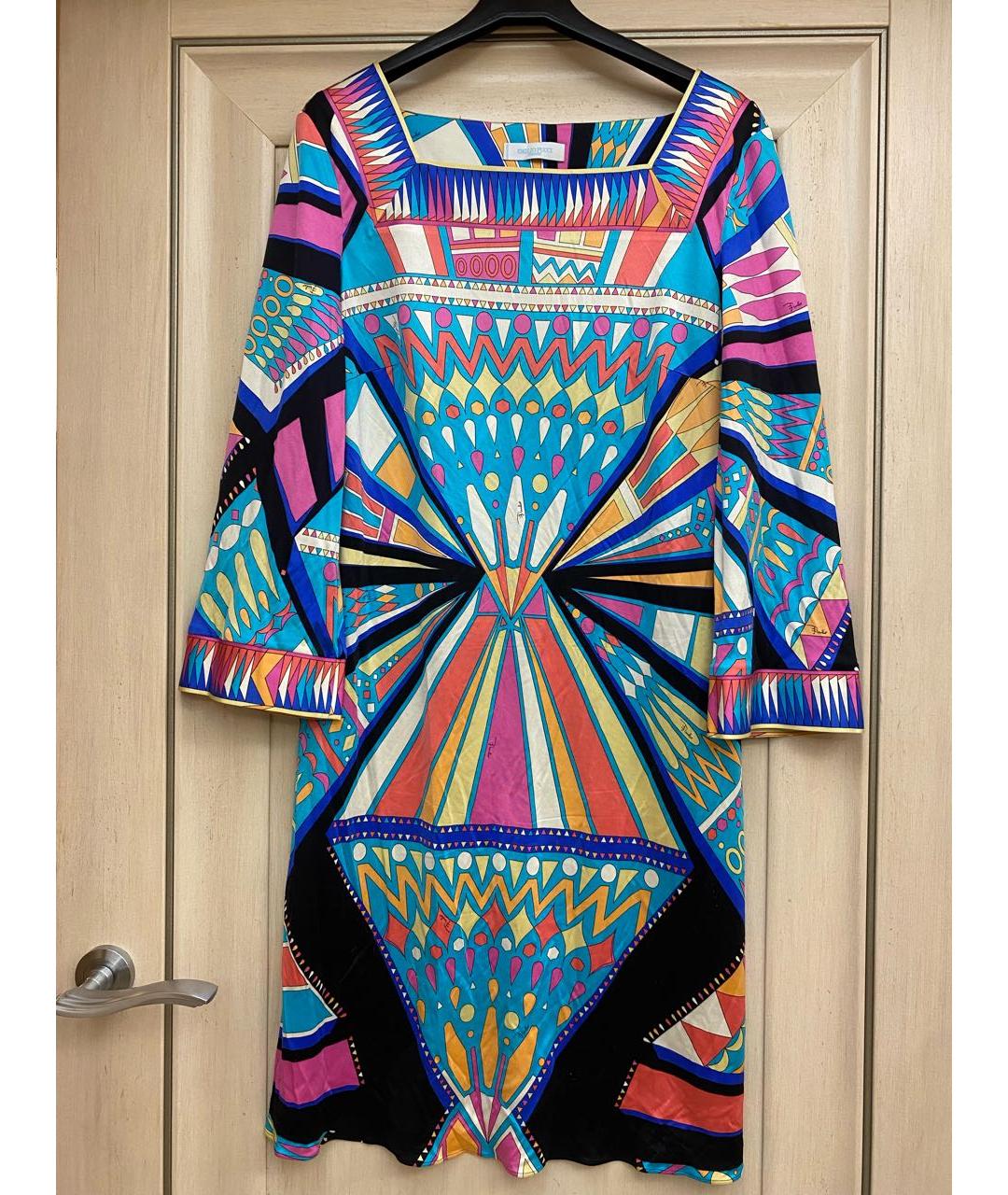 EMILIO PUCCI Мульти шелковое платье, фото 5