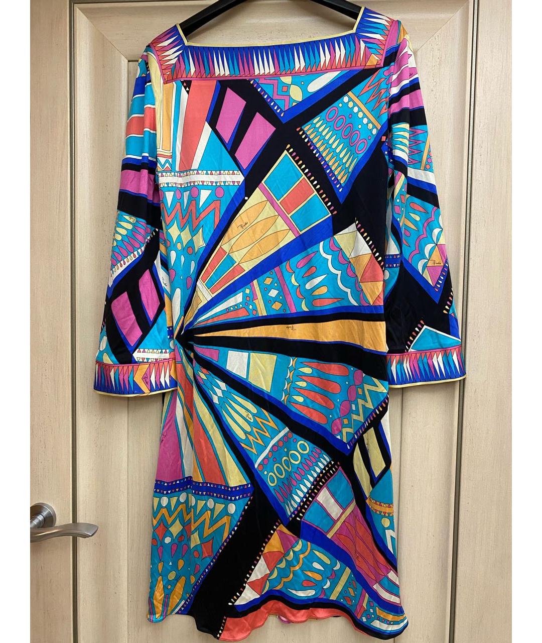 EMILIO PUCCI Мульти шелковое платье, фото 2
