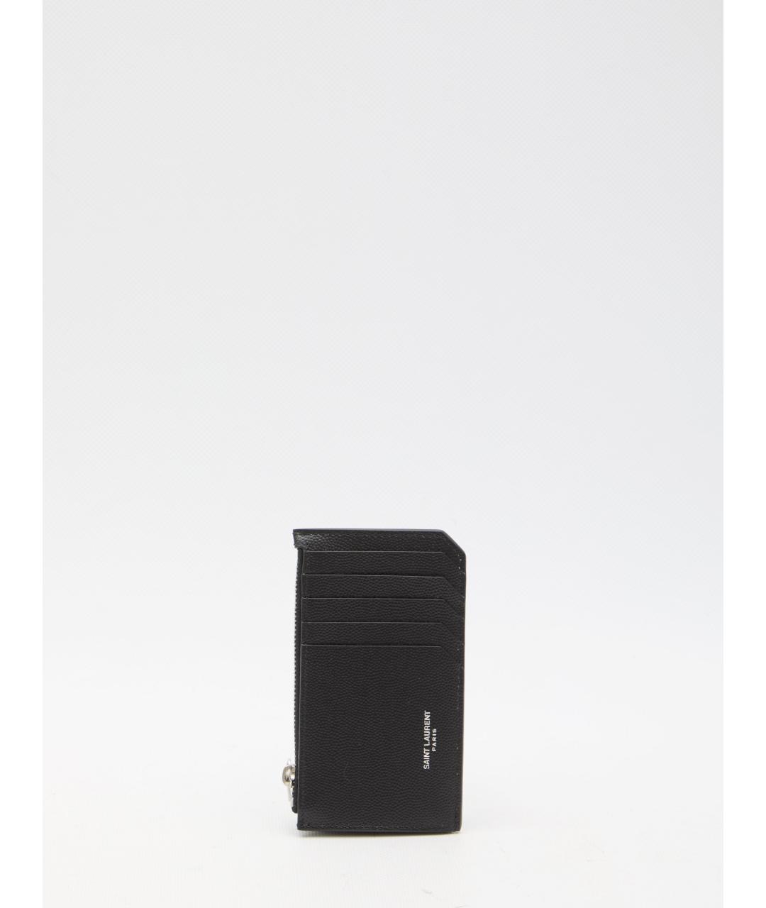 SAINT LAURENT Черный кожаный кардхолдер, фото 4