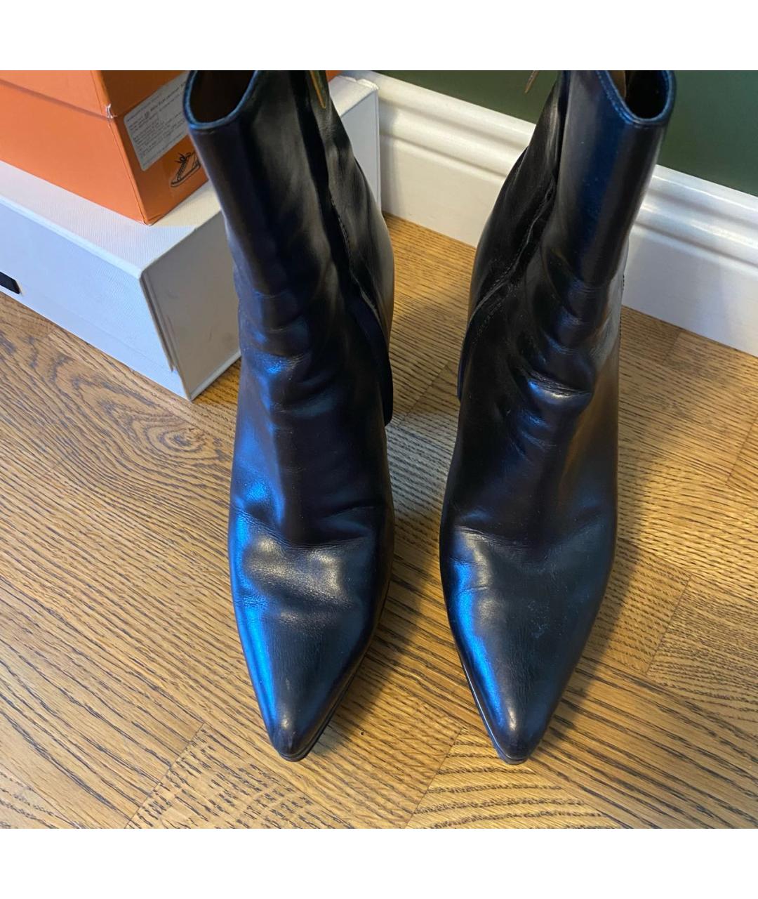 SAINT LAURENT Черные кожаные ботильоны, фото 3