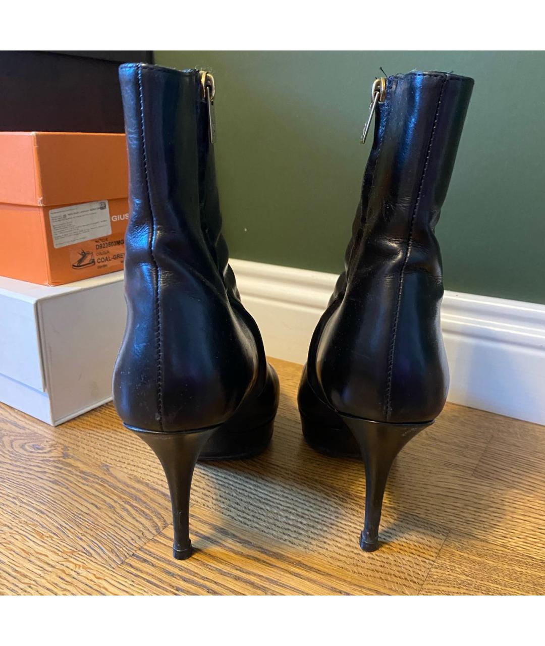SAINT LAURENT Черные кожаные ботильоны, фото 2