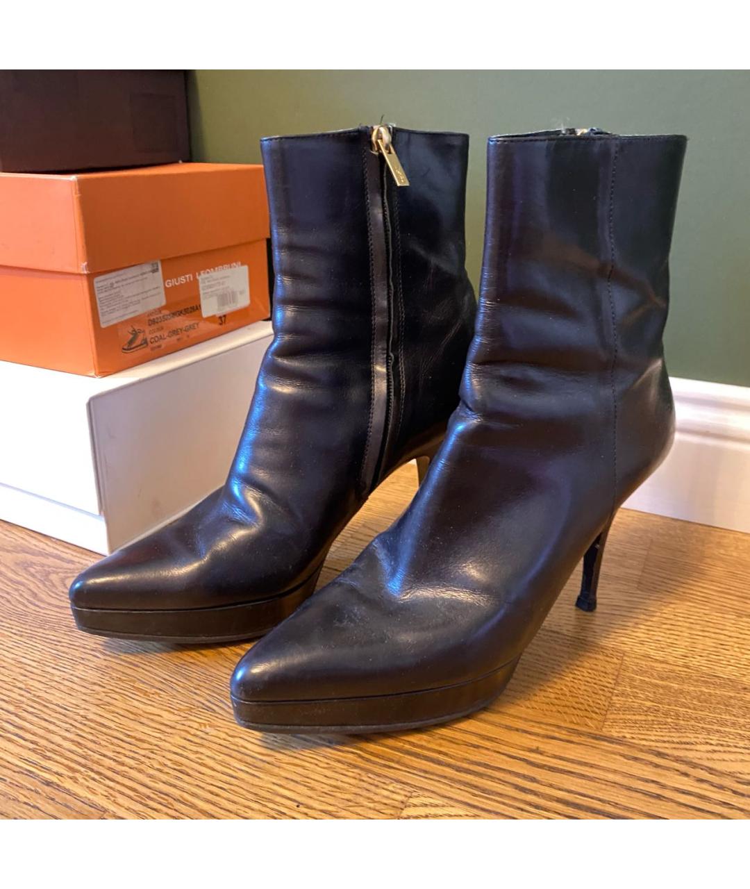 SAINT LAURENT Черные кожаные ботильоны, фото 6