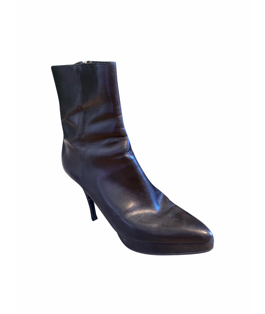 SAINT LAURENT Черные кожаные ботильоны, фото 1