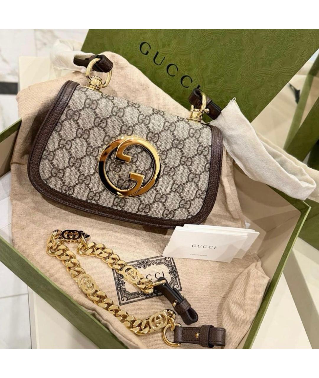 GUCCI Бежевая тканевая сумка через плечо, фото 5