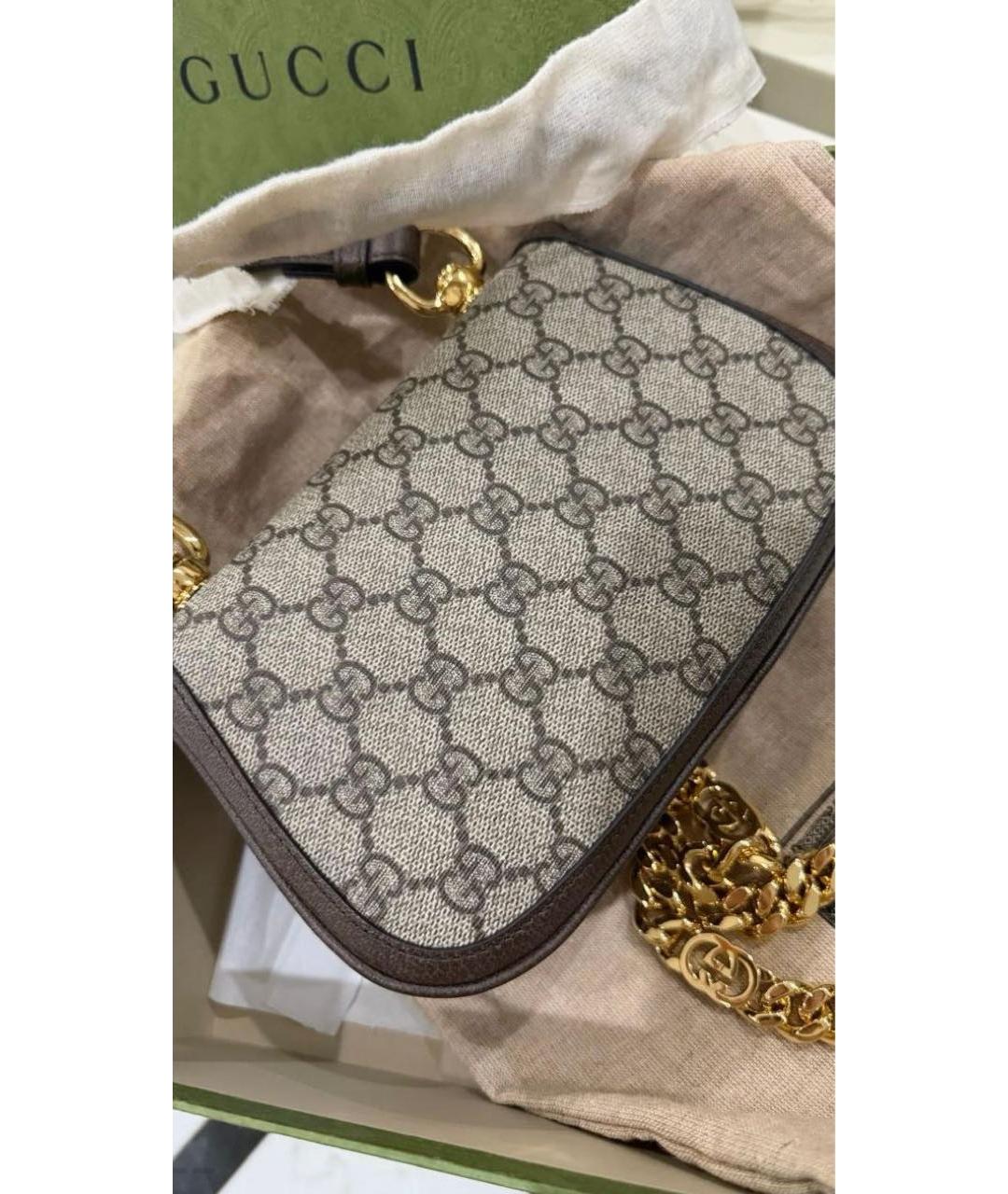 GUCCI Бежевая тканевая сумка через плечо, фото 3