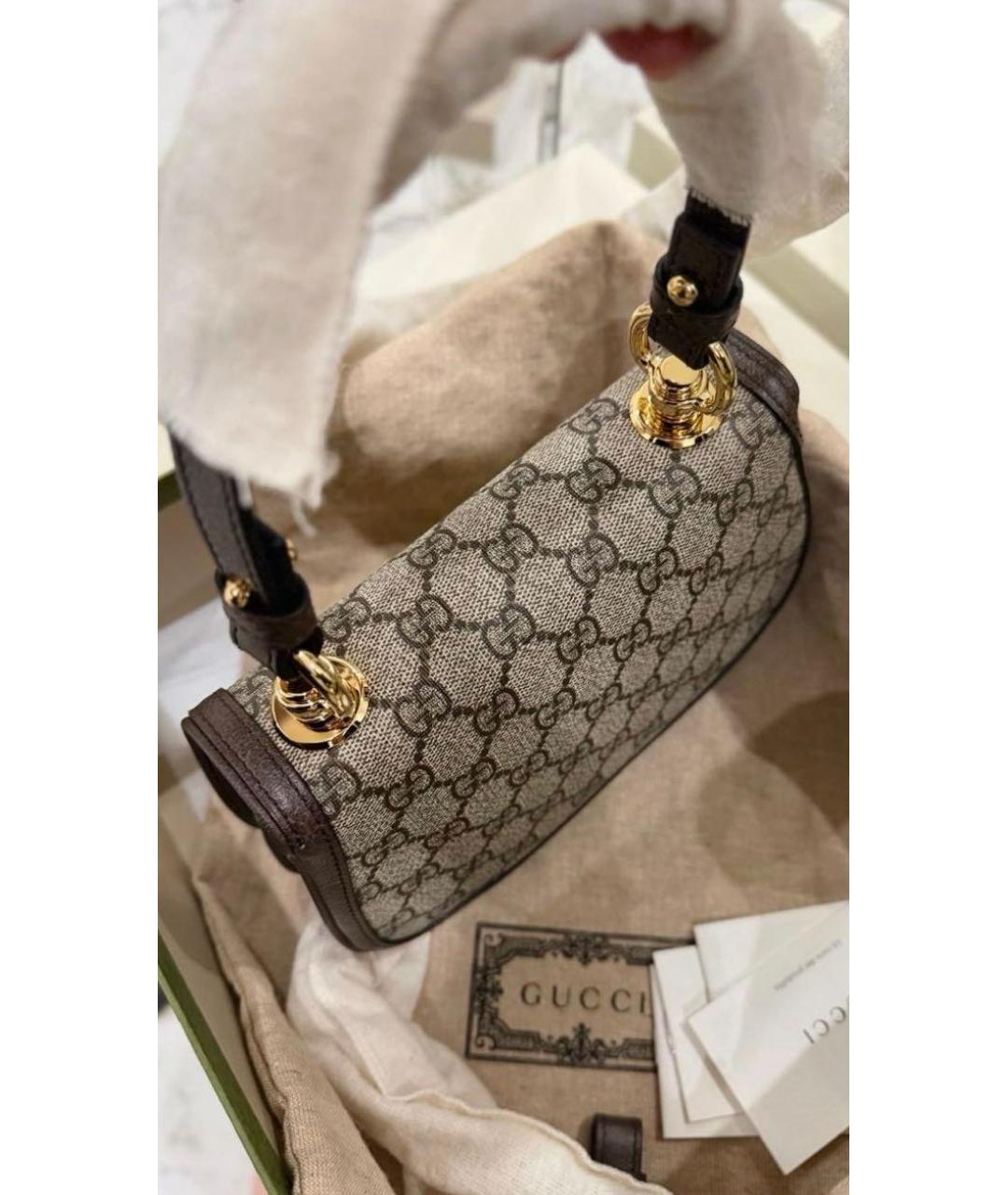 GUCCI Бежевая тканевая сумка через плечо, фото 2