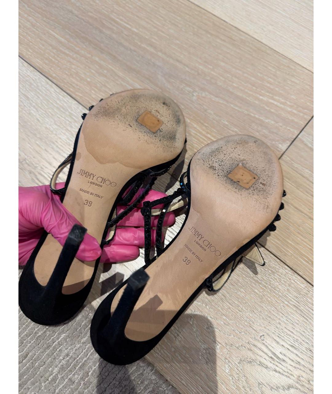 JIMMY CHOO Черные замшевые босоножки, фото 4