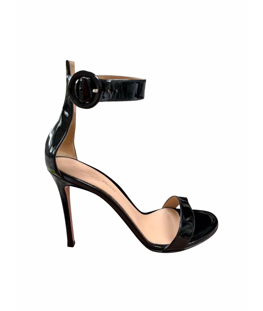 GIANVITO ROSSI Черные босоножки из лакированной кожи, фото 1