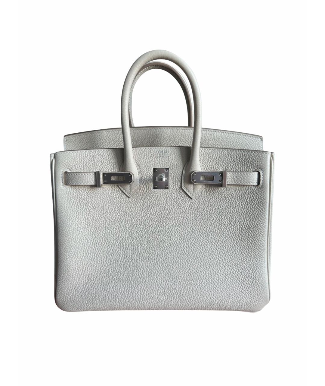 HERMES Бежевая кожаная сумка с короткими ручками, фото 1