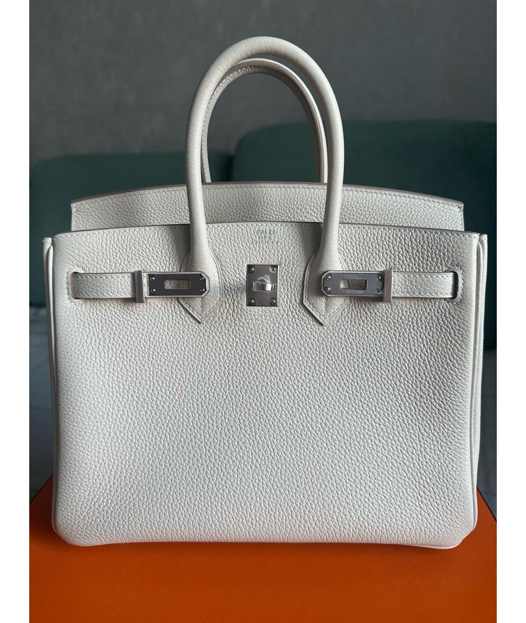 HERMES Бежевая кожаная сумка с короткими ручками, фото 7