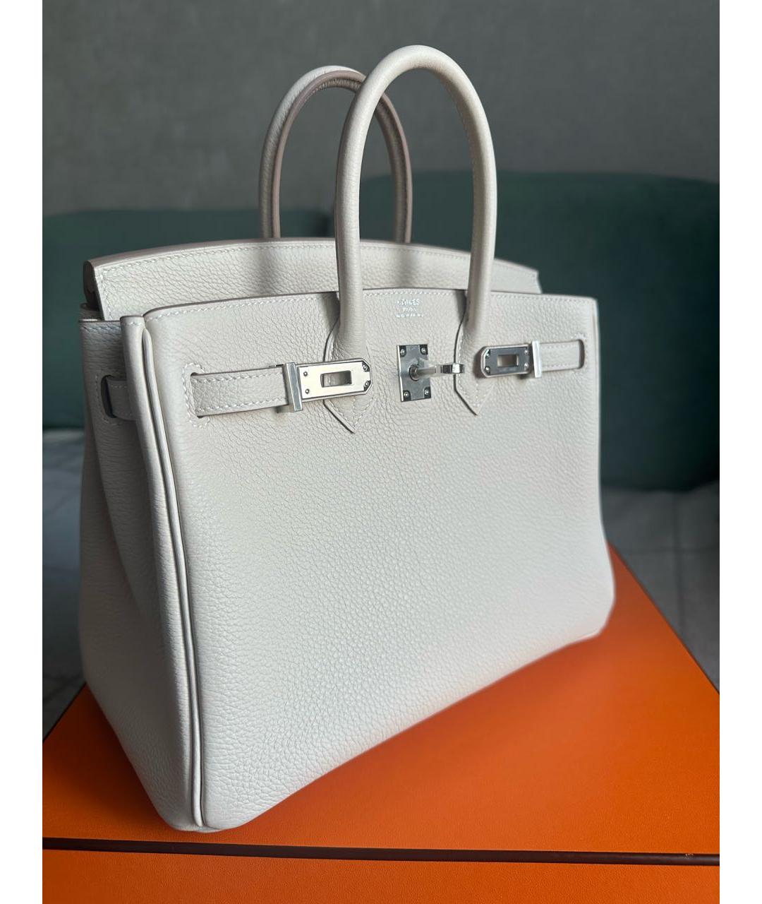 HERMES Бежевая кожаная сумка с короткими ручками, фото 5