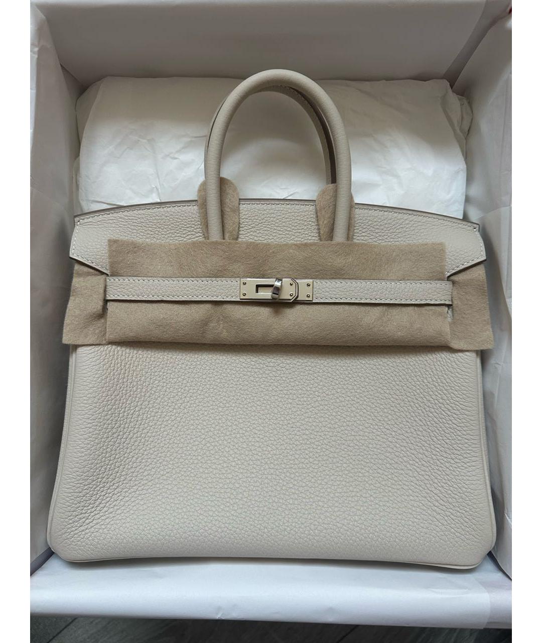 HERMES Бежевая кожаная сумка с короткими ручками, фото 6