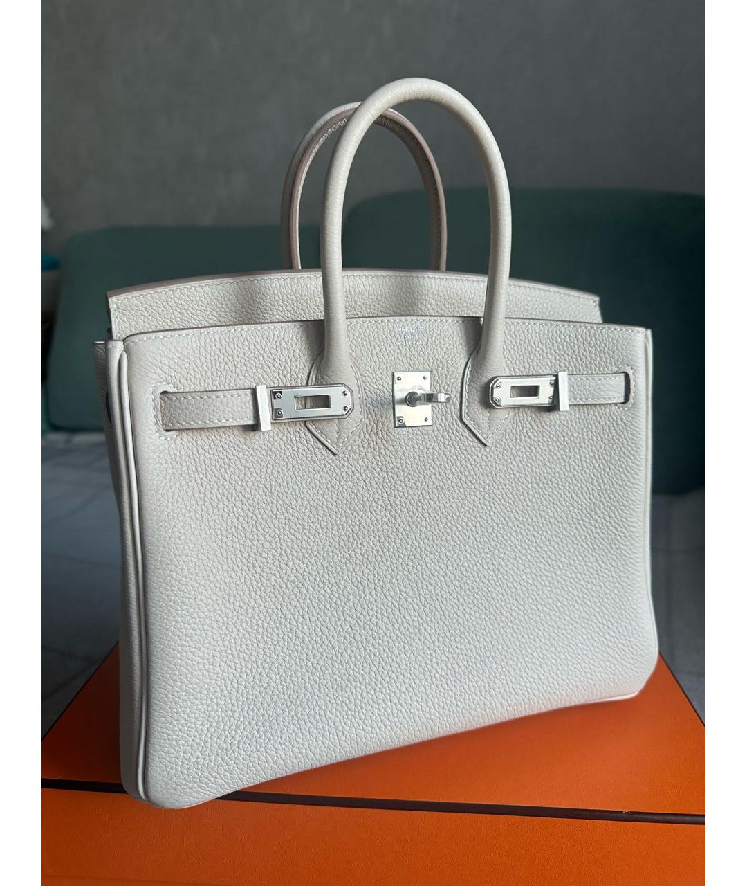 HERMES Бежевая кожаная сумка с короткими ручками, фото 4