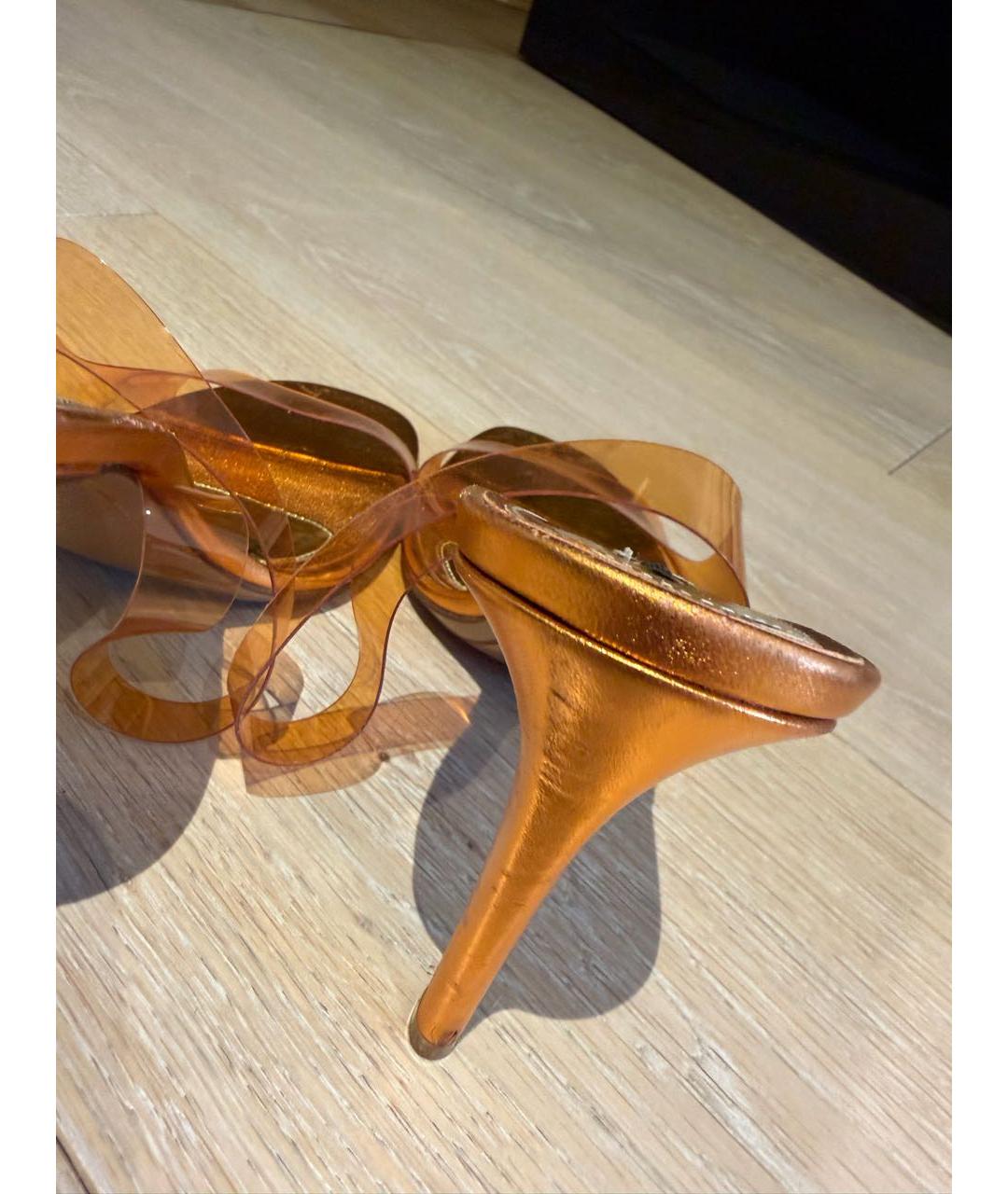 ALEXANDRE VAUTHIER Оранжевое кожаные босоножки, фото 5