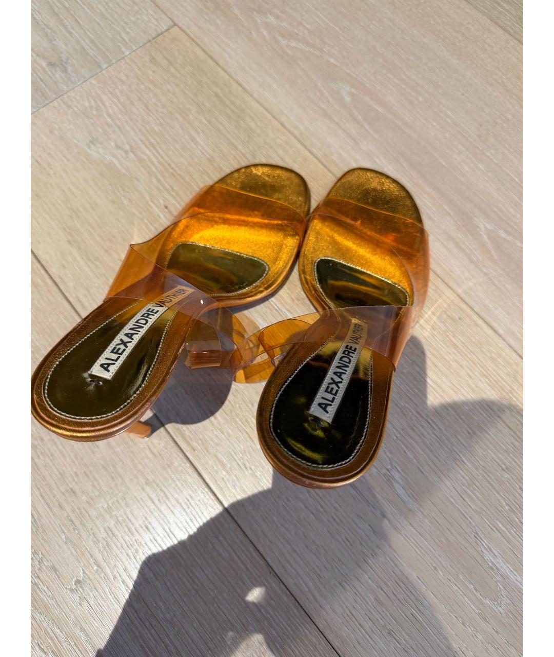 ALEXANDRE VAUTHIER Оранжевое кожаные босоножки, фото 6