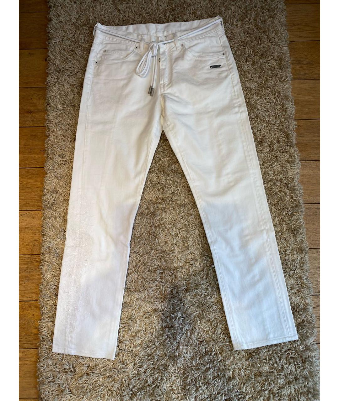 OFF-WHITE Белые хлопковые прямые джинсы, фото 9