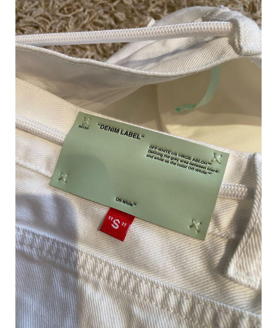 OFF-WHITE Белые хлопковые прямые джинсы, фото 5