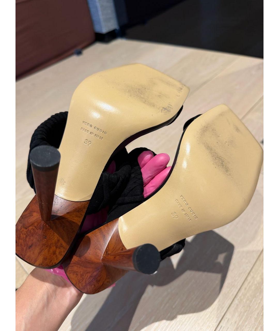 GIABORGHINI Черные кожаные босоножки, фото 4