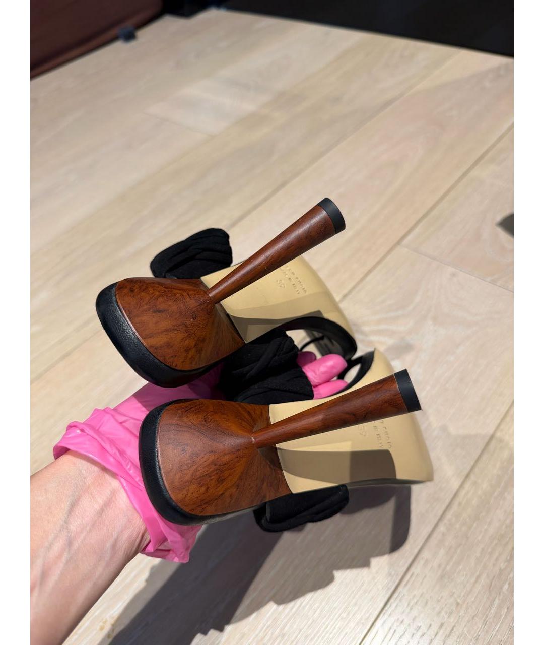 GIABORGHINI Черные кожаные босоножки, фото 5