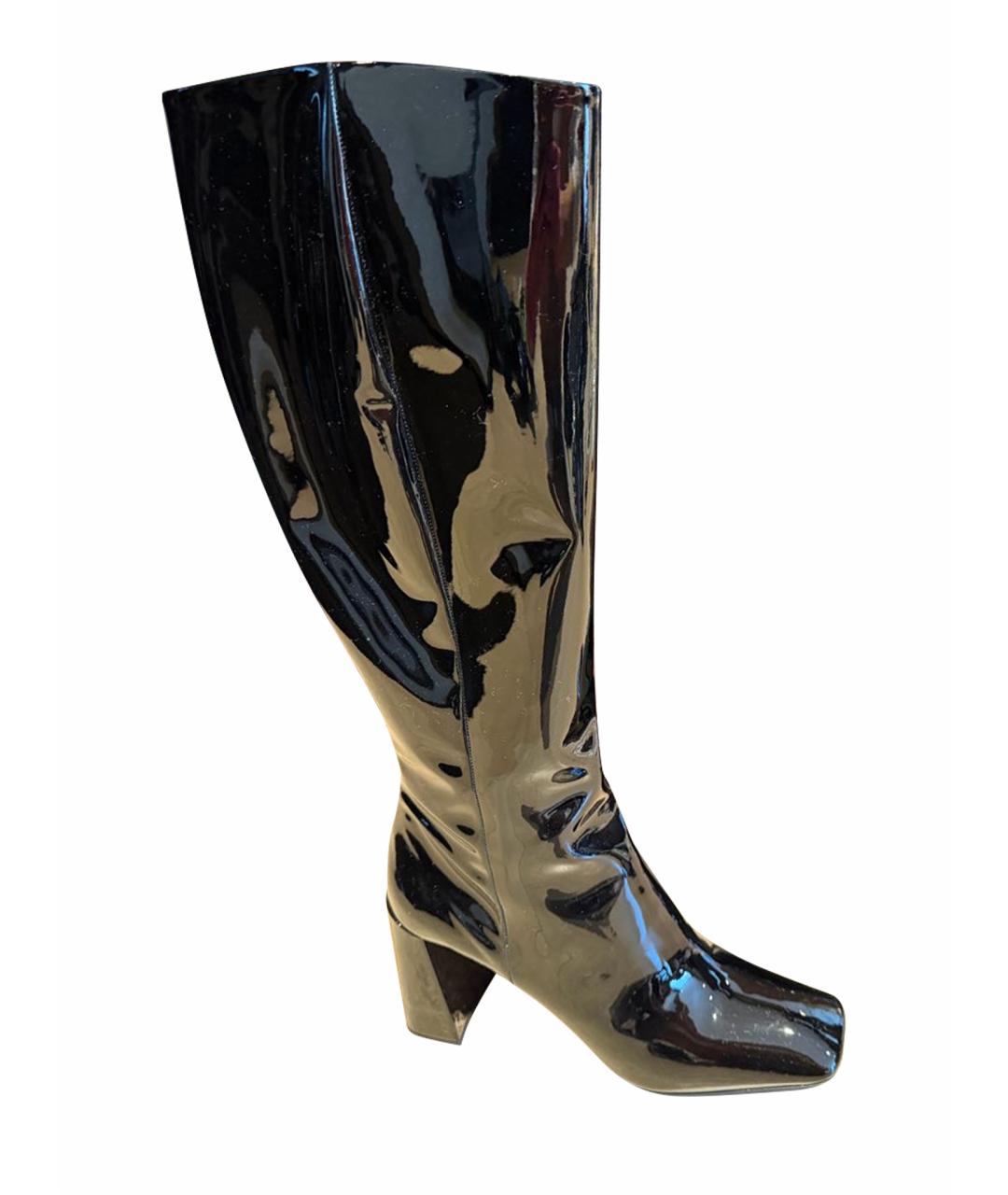 PRADA Черные сапоги из лакированной кожи, фото 1