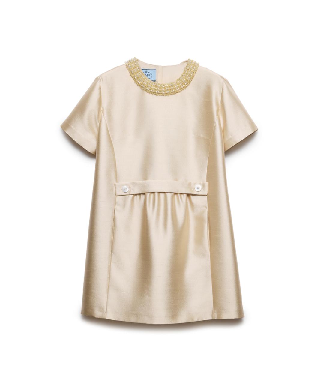 PRADA Бежевое шерстяное коктейльное платье, фото 1