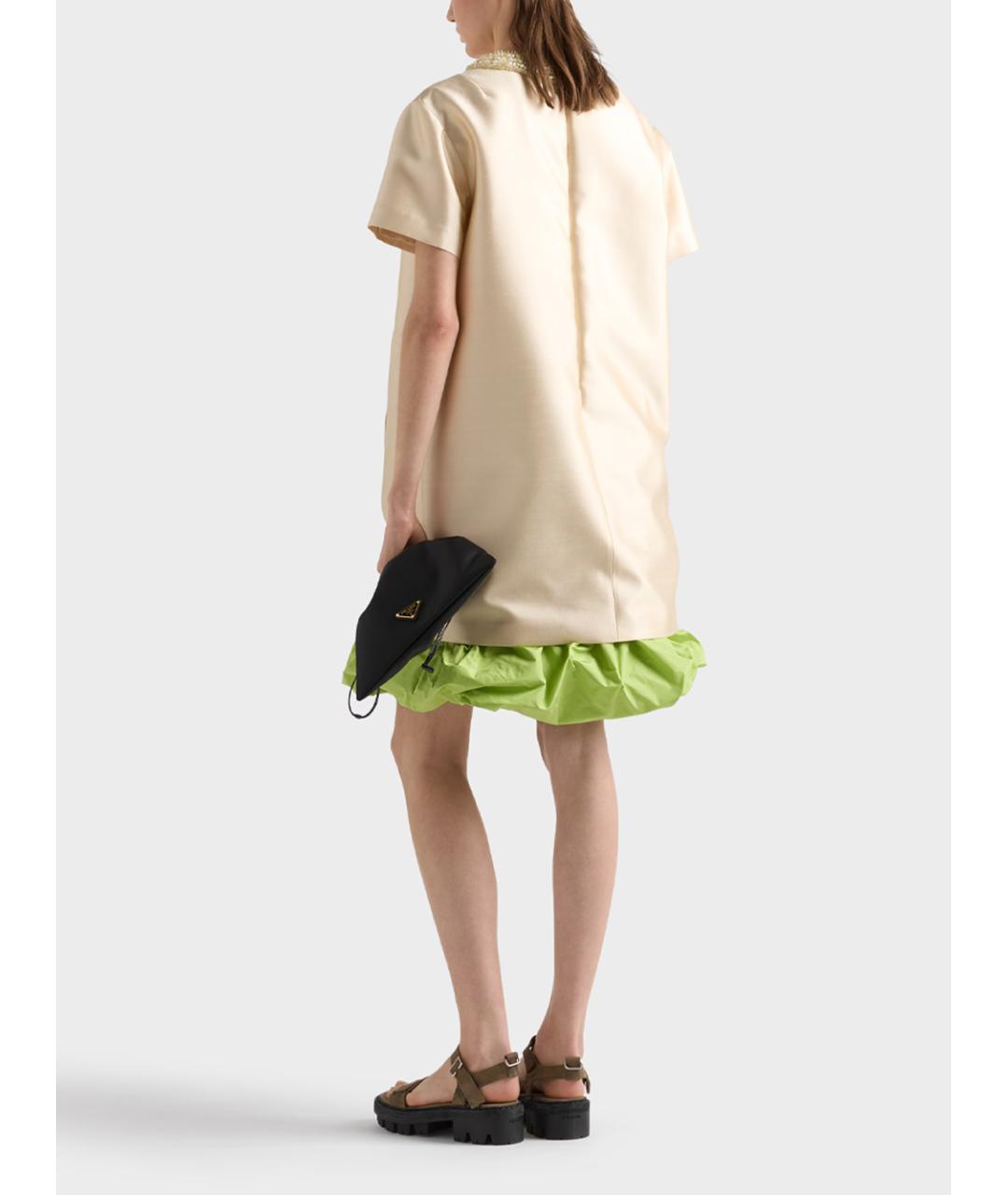 PRADA Бежевое шерстяное коктейльное платье, фото 5