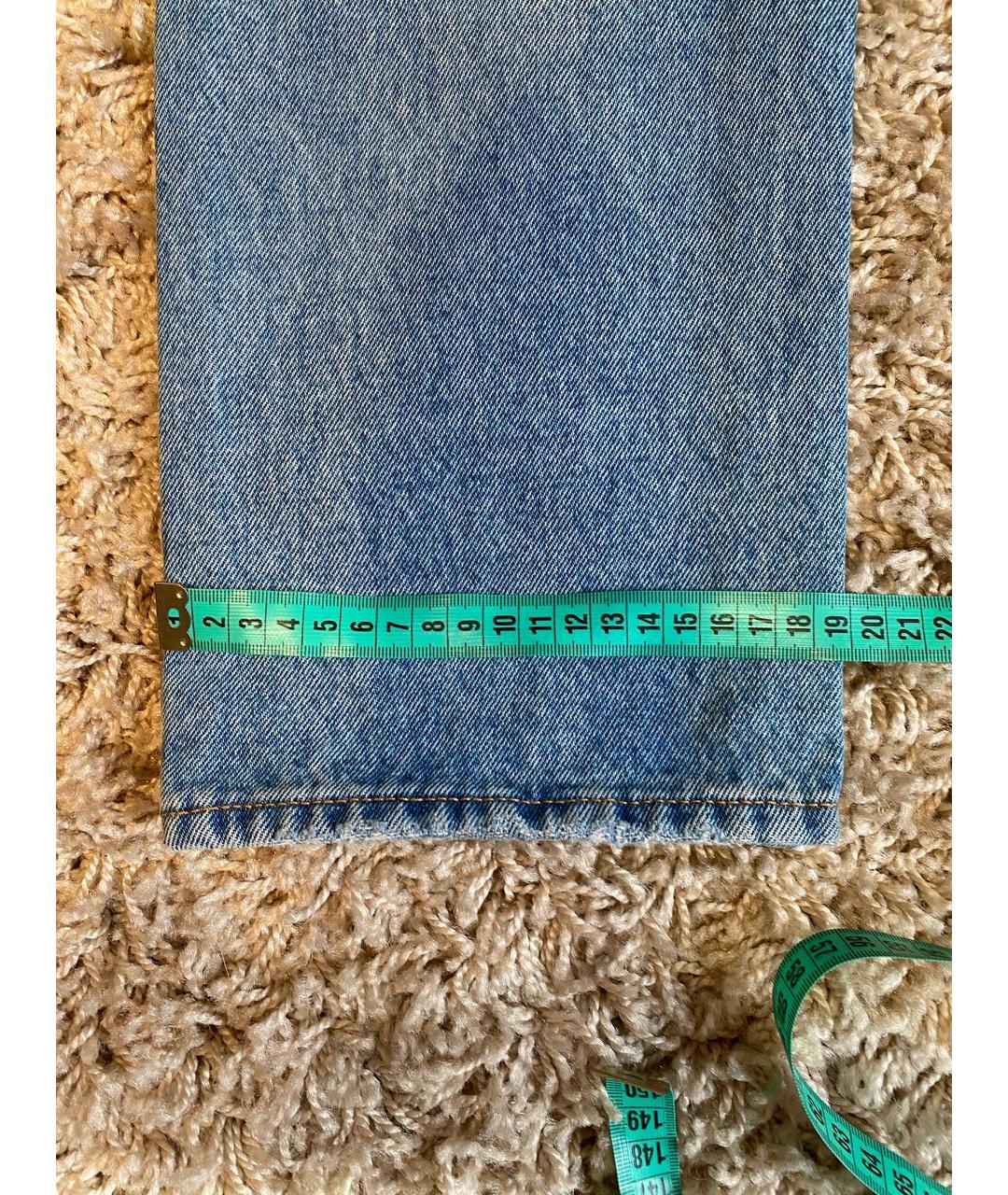 OFF-WHITE Голубые хлопковые прямые джинсы, фото 8